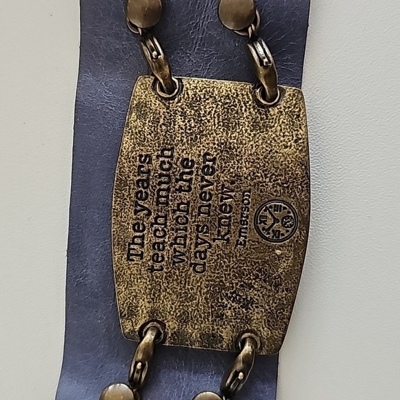 Vintage Unique Lenny And Eva Leather Cuff and Metal Quote Bracelet - Picture 1 of 4